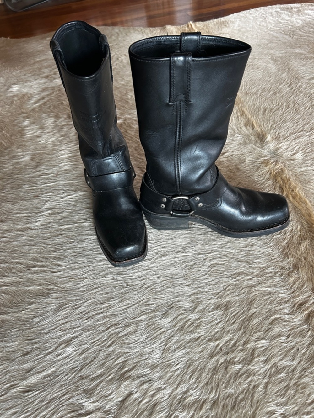 Harley-Davidson Black Leather Harness Moto Boots
